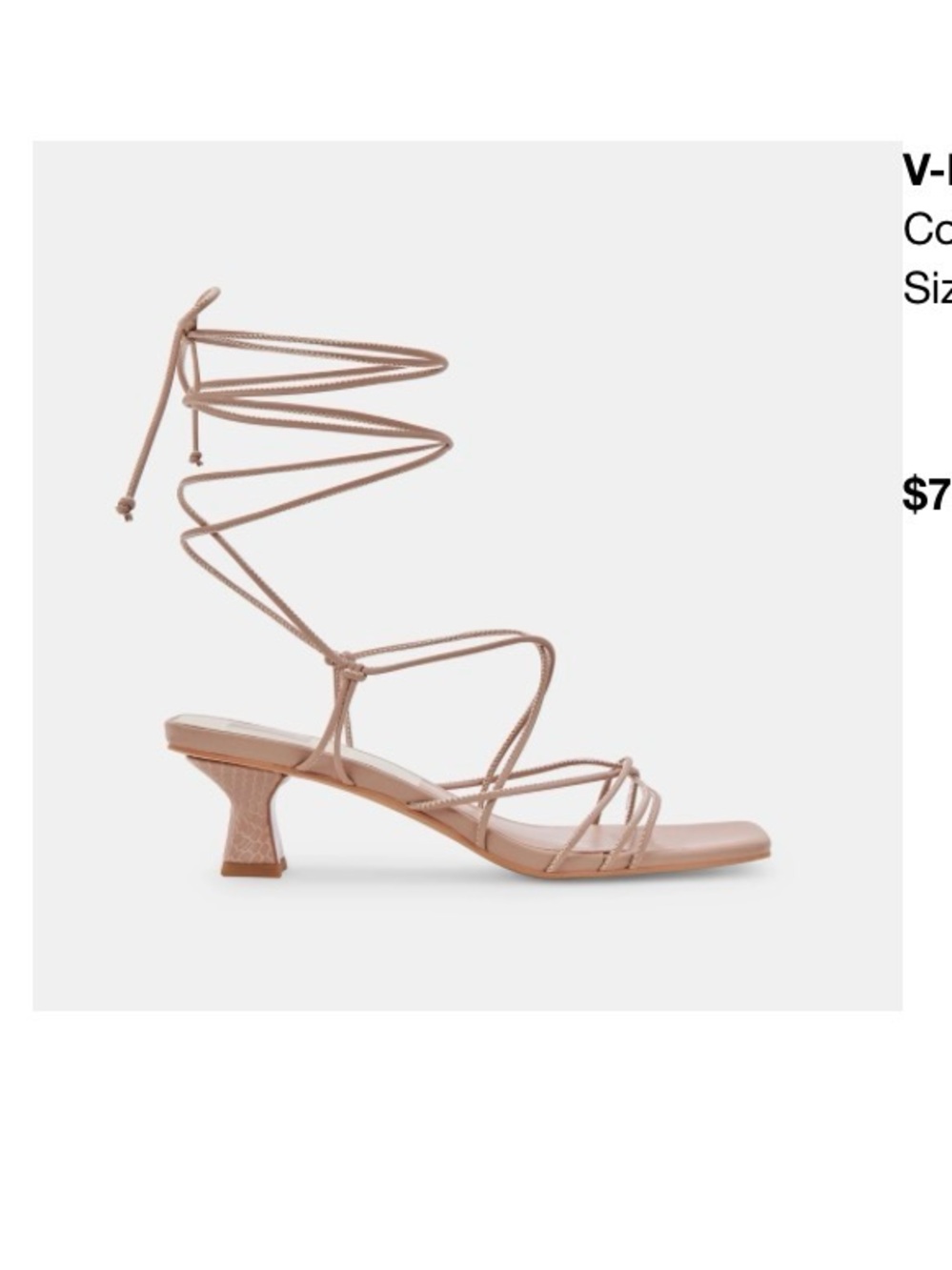 DOLCE VITA V-Karielle Lace-Up Strappy Heel Sandal in Cafe Stella Color, Size 6